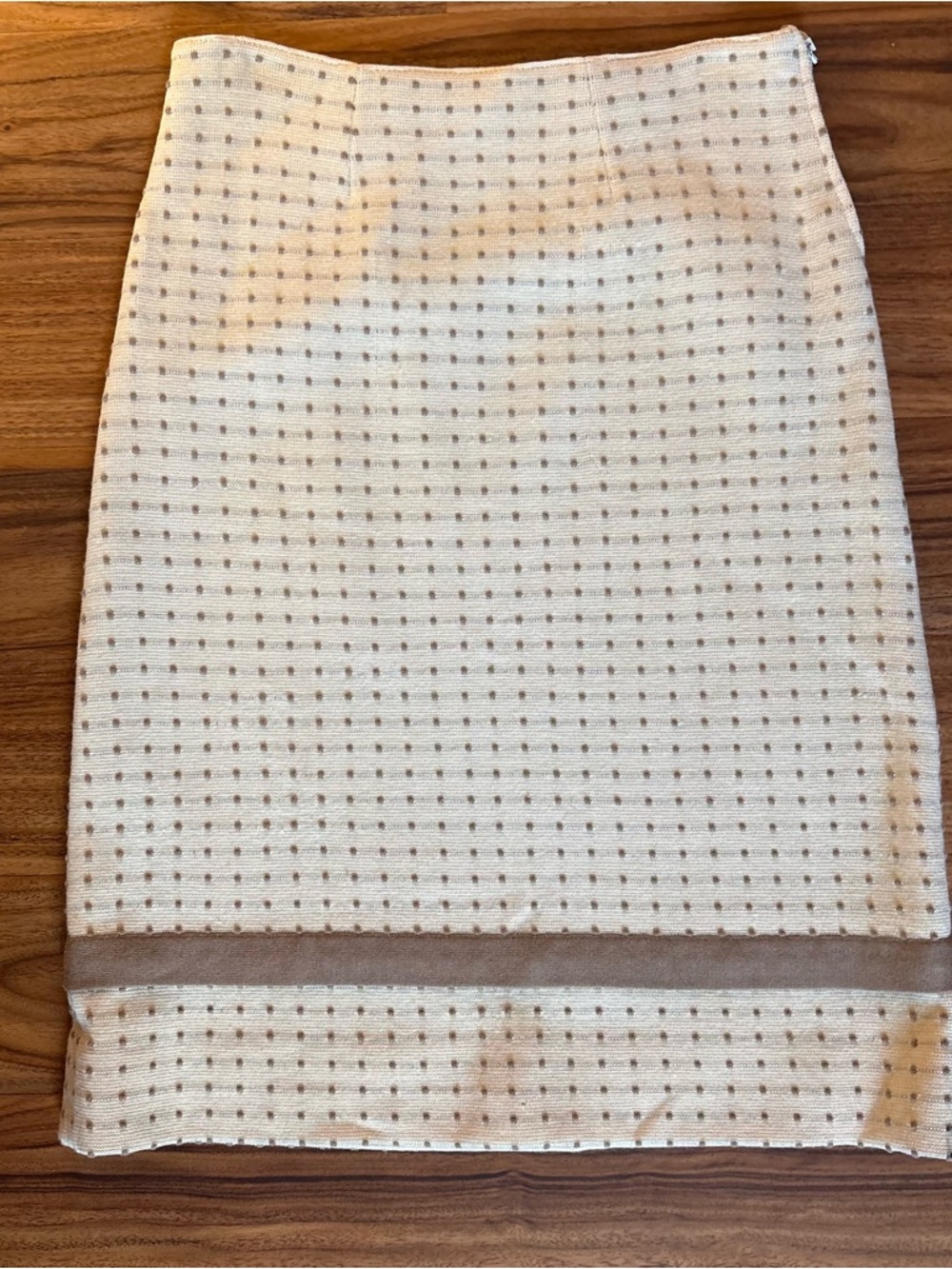 Vintage 90s Italian Wool Pencil Skirt Polka Dot Beige Size 12
